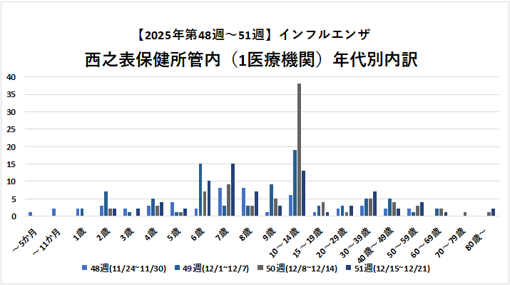 年代別インフル（５１ｗ）