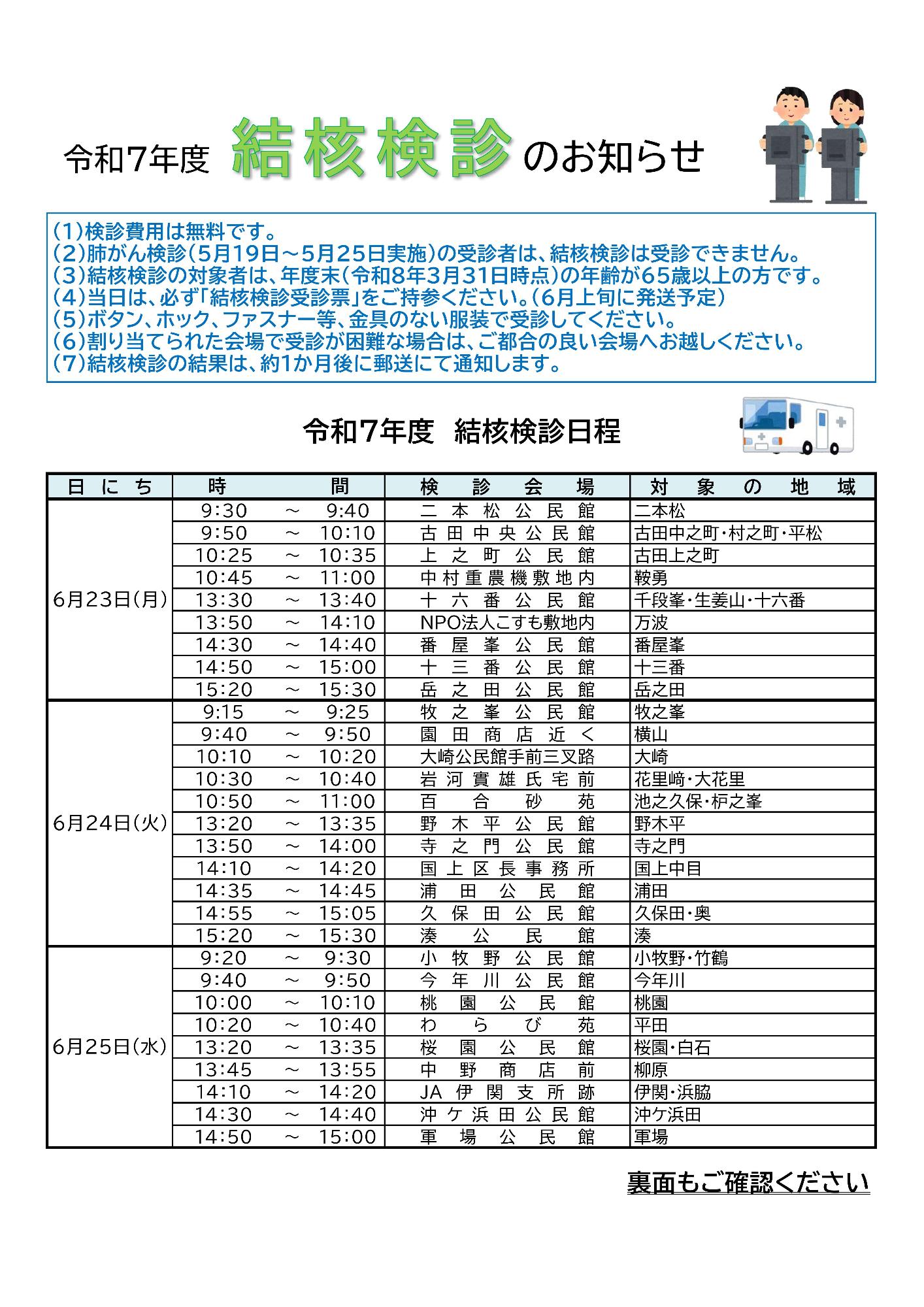 結核検診日程１