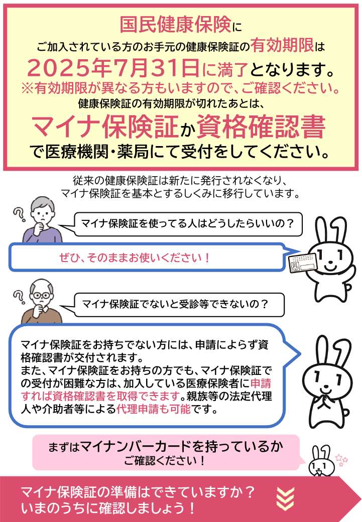 西之表市国民健康保険被保険者証2025年７月３１日の期限を迎えたあとについて
